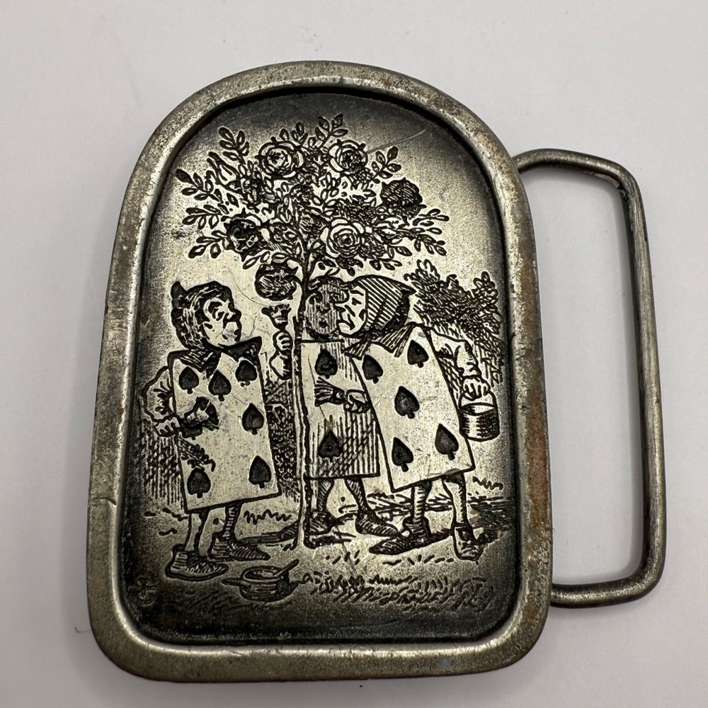1974 Bergamot Brass Works belt buckle - Alice in Wonderland Card scene